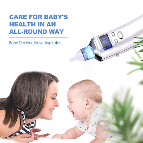 Aspirador Nasal Para Bebés, Ariel-gxr Limpiador Eléctrico de Nariz Con Pantalla LCD de Carga USB, 5 Niveles de Succión Ajustables, 2 Tamaños de Punta de Silicona, Lechón Higiénico Reutilizable