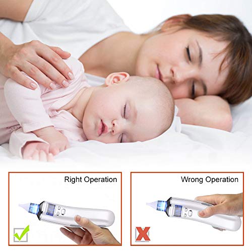 Aspirador Nasal para bebés,Aspiradores Nasales,Aspirador de Nasal Eléctrico,Pantalla LCD de carga USB con 5 niveles de succión 4 tamaños Puntas de silicona,Portátil aspirador nasal para Recién Nacidos