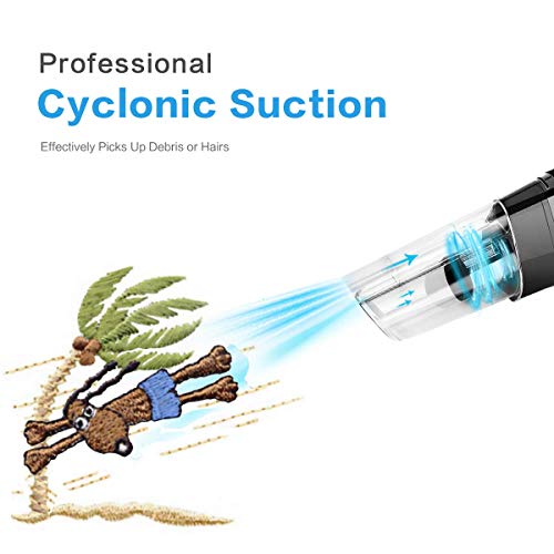 Aspiradora Mano, ONEDAY 6en1 Aspirador sin Cable sin Bolsa Seco Tecnología Ciclónica Recargable Vacío Ciclónico 4000mAh Battery Li-ion Técnica de para Inicio/Coche/Pelo de Mascota, ect - Negro