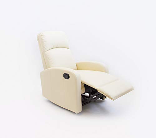 Astan Hogar Confort Sillón Relax con Reclinación Manual, Tapizado en PU Anti-Cuarteo. Modelo Premium AH-AR30600CR, Crema