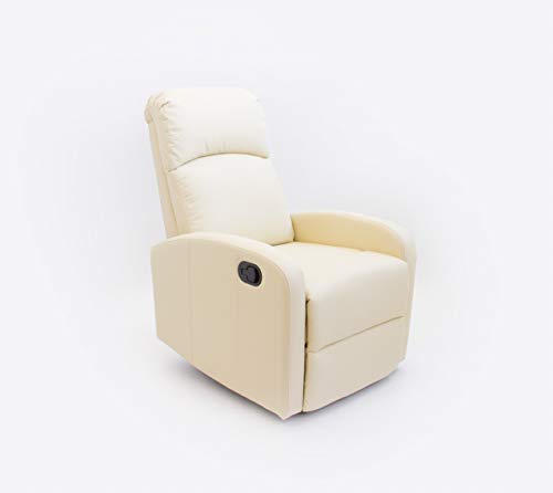 Astan Hogar Confort Sillón Relax con Reclinación Manual, Tapizado en PU Anti-Cuarteo. Modelo Premium AH-AR30600CR, Crema
