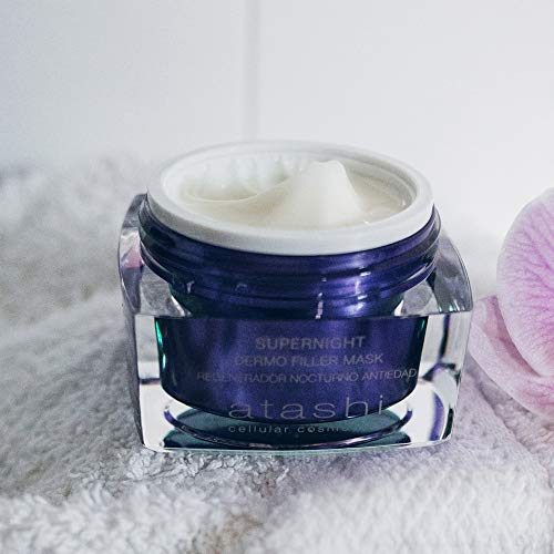 atashi Supernight - Dermo Filler Mask, Repara y Protege de Luz Azul, Redensifica y Rejuvenece en Una Noche, Reduce Arrugas, Piel Suave y Hidratada, Ácido Hialurónico, Liposomas A, C y E, 50 ml