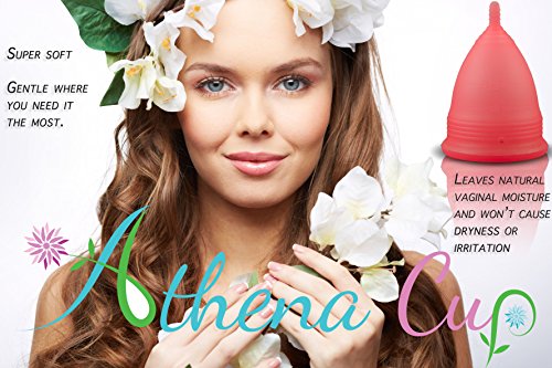 Athena Copa Menstrual – La copa menstrual más recomendada - Incluye una bolsa de regalo - Talla 1, Rojo transparente - ¡Ausencia de pérdidas garantizada!