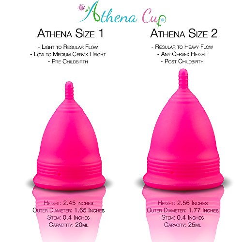 Athena Copa Menstrual – La copa menstrual más recomendada - Incluye una bolsa de regalo - Talla 1, Rosa liso - ¡Ausencia de pérdidas garantizada!