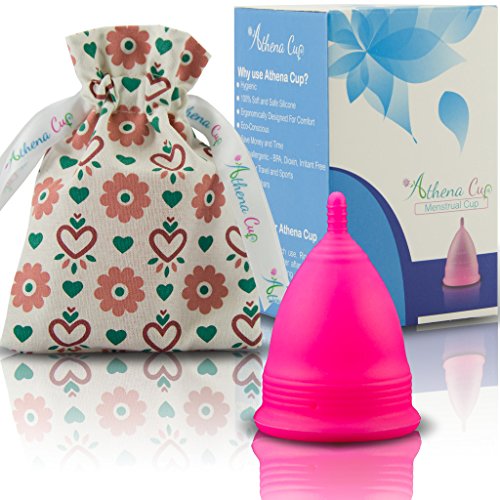 Athena Copa Menstrual – La copa menstrual más recomendada - Incluye una bolsa de regalo - Talla 2, Rosa liso - ¡Ausencia de pérdidas garantizada!