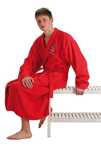 Atlético de Madrid Albornoz Oficial del Club - Algodón Rizo Americano Color Rojo Talla S