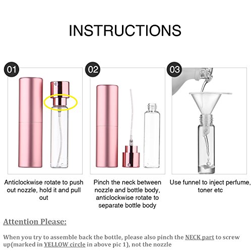 Atomizador Perfume Recargable, Faireach Vaporizador Perfume Portatil para Viaje, Botella de Spray Perfume con Mini Embudos, Prueba de Fugas, 1Pcs 20ML