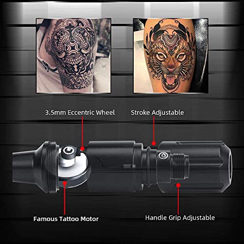 ATOMUS Black Tattoo Pen Kit tatuaje 20pcs Cartridge Needles Netzgerät Digital visualización Tattoomaschine alimentación para Liner Shader Tattoo Zubehor with Power Cable