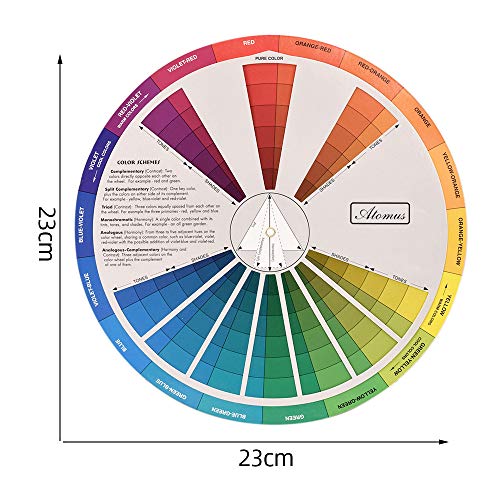 ATOMUS Color Wheel Color Mix Guide 9.05 inch Tattoo Pigment Chart Supplies for Paint Permanent Eyebrow Lip Body Tattoo