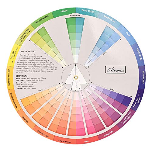 ATOMUS Color Wheel Color Mix Guide 9.05 inch Tattoo Pigment Chart Supplies for Paint Permanent Eyebrow Lip Body Tattoo