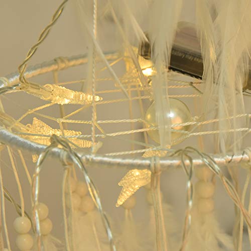 Atrapasueños, atrapasueños Redondos Hechos a Mano con Luces de Hadas LED en Movimiento para la decoración de la Boda, decoración de Fiesta Boho Chic, tapices de Dormitorio y Regalos para niñas