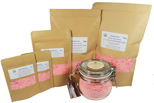 ATTIS Lujoso jabón de sal de baño con lirio del Valley F. Aceite, sal del Himalaya rosa, aceite de magnesio, arcilla de caolín vegano hecho a mano para relajarse y rejuvenecer.