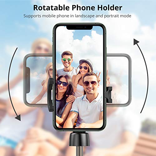 ATUMTEK - Palo Selfie con Bluetooth, rotación de 360°, Mini Palo Selfie Plegable con Mando a Distancia inalámbrico Bluetooth para iPhone 11/11 Pro/XS Max/XR/XS/X/8/7/6s/6 Plus, Samsung, Huawei y más