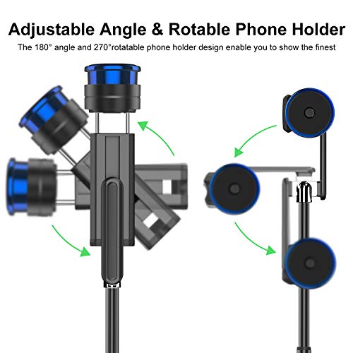 ATUMTEK Palo Selfie con Trípode y Base de Montaje, de Aluminio y Extensible Selfie Stick, 3 en 1 con Control Remoto Inalámbrico y Rotación de 360° para iPhone 11/X/XR/XS Max/8/7 Plus, Samsung y Otras