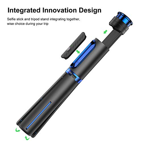 ATUMTEK Palo Selfie con Trípode y Base de Montaje, de Aluminio y Extensible Selfie Stick, 3 en 1 con Control Remoto Inalámbrico y Rotación de 360° para iPhone 11/X/XR/XS Max/8/7 Plus, Samsung y Otras