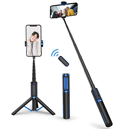 ATUMTEK Palo Selfie Trípode Bluetooth, Mini Extensible 3 en 1 Selfie Stick de Aluminio con Mando a Distancia Inalámbrico 270° Rotación para iPhone 11/XS MAX/XS/XR/X/8 Plus/8, Samsung, Xiaomi y Más