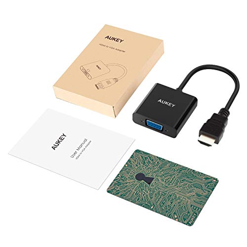 AUKEY Adaptador HDMI a VGA 1080P Convertidor de Vídeo para PC, TV, Ordenadores Portátiles y Otros Dispositivos HDMI - Negro (New)