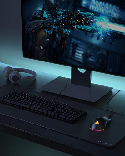 AUKEY Alfombrilla Ratón Grande Gaming Mouse Pad (800x300x4mm) con Superfine Fiber Surface Smooth, Base de Goma Antideslizante para Gamers, Oficina, PC, Portátil, Ordenador, Negro