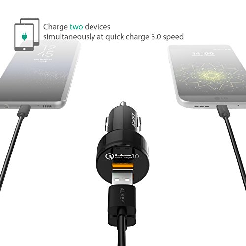 AUKEY Quick Charge 3.0 Cargador de Coche Doble Puerto 36W Adaptador Automóvil para Samsung Galaxy S8, LG G5 / G6, HTC 10, Moto G4 y más