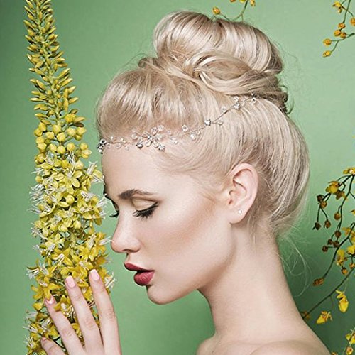 aukmla novia diadema para dama y Flowergirls cristal flores pelo Vine boda flor tiara