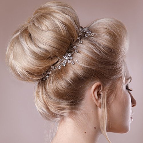 aukmla novia diadema para dama y Flowergirls cristal flores pelo Vine boda flor tiara