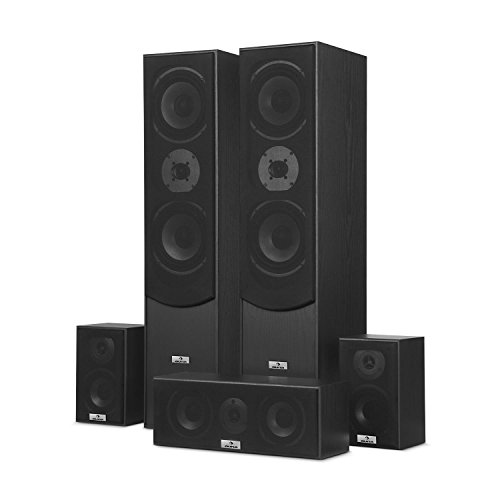 auna Juego de Altavoces de Sonido Envolvente - Cine en casa , Home Cinema , Caja reflectora de Bajos , 335 W RMS , Potencia máxima de 1150 W , Montaje en Pared , 5 Altavoces , Negro