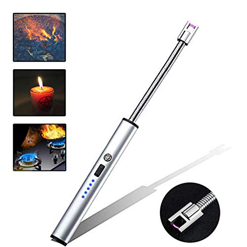 AUNEK Encendedores ARC Eléctrico, USB Recargables Flexible Velas Encendedor, A Prueba de Viento Sin Llama Encendedores para Hogar Cocina Barbacoa Parrilla Estufa Fuegos Artificiales Acampar Chimeneas