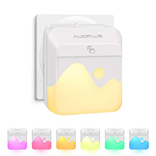 AUOPLUS Multi-Colores LED Luz Nocturna Infantil,Lámpara Quitamieda de pared para Niños con Sensor Crepuscular,Control Táctil,luz de Ambiente para Habitación Bebé,Dormitorio,Sala,Garaje,Baño,Pasillos