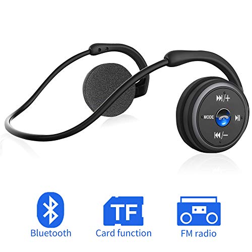 Auriculares Bluetooth 4.1, 3-en 1 Estéreo Auricular Deportivo, Auriculares Inalámbricos con Micrófono, Soporte Tarjeta TF Jugar (32 G) y Radio FM, Cascos Plegable Utilizado para Smartphones (Negro)