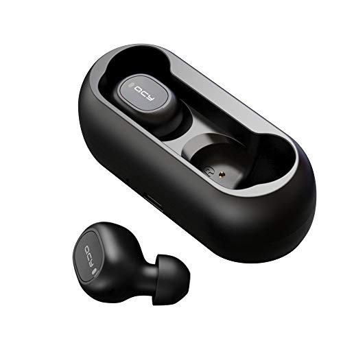 Auriculares Bluetooth, HOMSCAM Auriculares inalámbricos QCY Bluetooth 5.0 Sonido Estéreo Auricular Mini Twins In-Ear Auriculares Carga Rapida Resistente al Agua con Caja de Carga