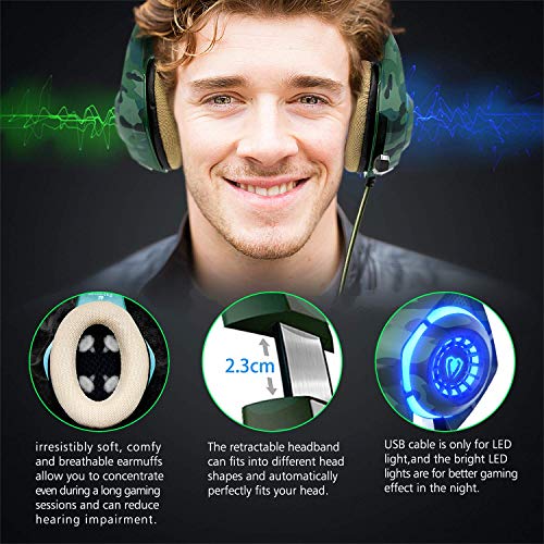 Auriculares Gaming para PS4 Xbox One Nintendo Switch, Beexcellent GM-100 Cascos Gaming con Sonido Envolvente y Reducción de Ruido. La Disfruta de Lujo del Sonido Nítido
