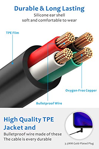 Auriculares para Dormir, Hearprotek in-Ear Auriculares Cancelación de Ruido con Micrófono y Control de Volumen, Tapones para Los Oídos para el Insomnio, Ronquidos y Viajes Aéreos, Conector de 3,5 mm