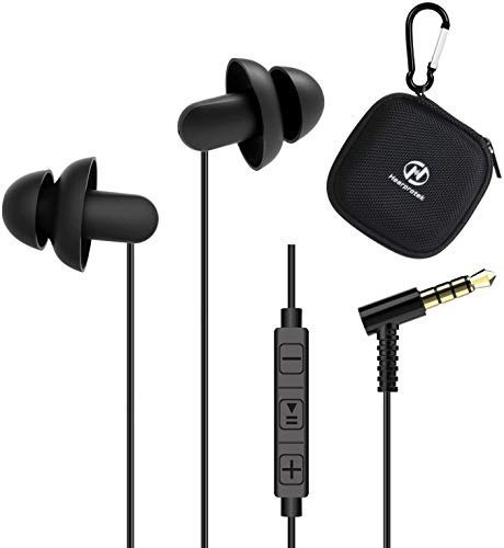 Auriculares para Dormir, Hearprotek in-Ear Auriculares Cancelación de Ruido con Micrófono y Control de Volumen, Tapones para Los Oídos para el Insomnio, Ronquidos y Viajes Aéreos, Conector de 3,5 mm