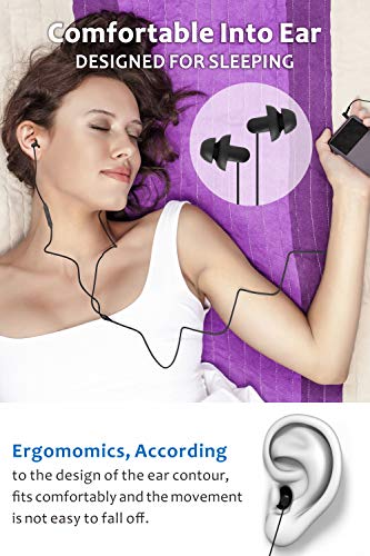 Auriculares para Dormir, Hearprotek in-Ear Auriculares Cancelación de Ruido con Micrófono y Control de Volumen, Tapones para Los Oídos para el Insomnio, Ronquidos y Viajes Aéreos, Conector de 3,5 mm