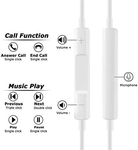 Auriculares para iPhone Auriculares con micrófono y Control de Volumen para iPhone 7/7 Plus/8/8Plus/X/XR/XS/XS Max/11/11 Pro colocarse con Todos los Sistemas iOS