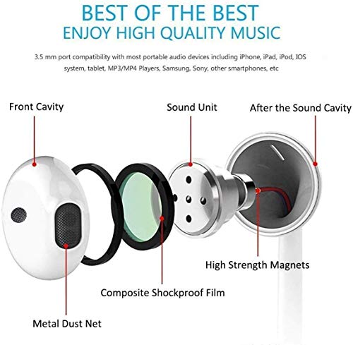 Auriculares para iPhone Auriculares con micrófono y Control de Volumen para iPhone 7/7 Plus/8/8Plus/X/XR/XS/XS Max/11/11 Pro colocarse con Todos los Sistemas iOS