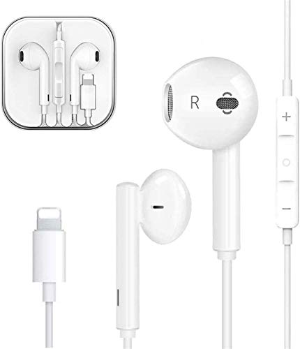 Auriculares para iPhone Auriculares con micrófono y Control de Volumen para iPhone 7/7 Plus/8/8Plus/X/XR/XS/XS Max/11/11 Pro colocarse con Todos los Sistemas iOS