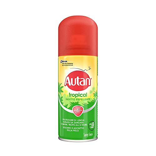 Autan - Tropical spray seco, repelente de mosquitos (comunes, tropicales y tigre) e insectos, 100 ml.