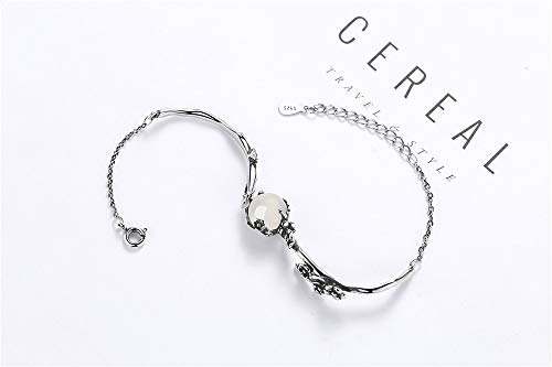 auvwxyz. Pulseras Flor de Ciruelo Luna Sombra Moda Plata tailandesa luz de Luna Blanca Jade joyería de la Mano