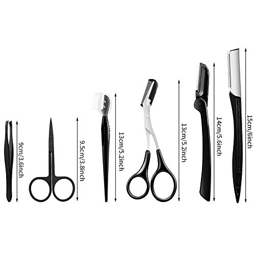 Auxsoul 20 Piezas de Pinzas para Cejas Tijeras para Cejas Peine para Cejas Recorte de Cejas Herramientas para Cejas Navaja para Cejas con 10 Cuchillas y 4 Peines para Cejas