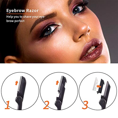 Auxsoul 20 Piezas de Pinzas para Cejas Tijeras para Cejas Peine para Cejas Recorte de Cejas Herramientas para Cejas Navaja para Cejas con 10 Cuchillas y 4 Peines para Cejas