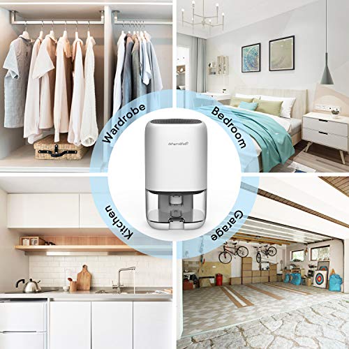 AUZKIN Portátil Deshumidificador, 1L, 7 Colores LED, Apagado automático, Antihumedad y Antiolor, Purificador para Hogar, Armarios, Habitación, Baño, Cocina, Garaje