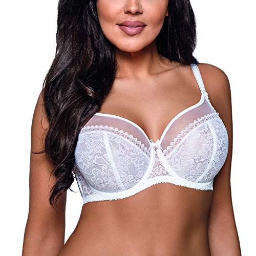 Ava 1396 Sujetador con Copa Blanda Y Encaje (Disponible con Braguita Y Tanga) - Hecho En La UE, Blanco,90G