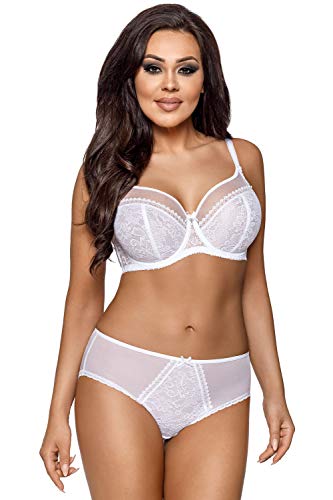 Ava 1396 Sujetador con Copa Blanda Y Encaje (Disponible con Braguita Y Tanga) - Hecho En La UE, Blanco,90G