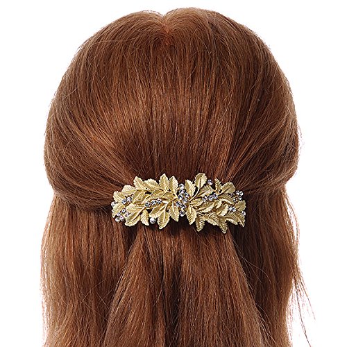 Avalaya - Pasador de pelo con forma de hoja de diamante mate (90 mm)