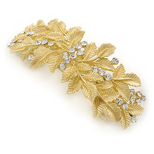 Avalaya - Pasador de pelo con forma de hoja de diamante mate (90 mm)