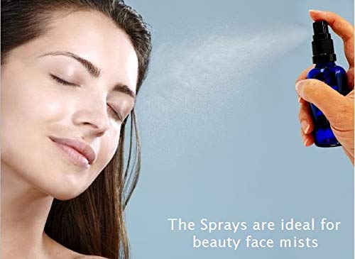 Avalon - Botellas vacías de cristal azul con atomizador GL18 pulverizadores de niebla fina (fabricado en la UE) de 50 ml, botella vacía de vidrio atomizador de viaje rellenable