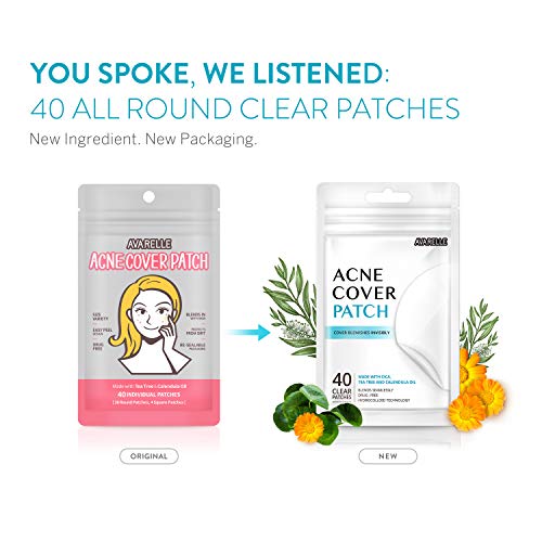Avarelle cubierta Acne parche hidrocoloide, árbol de té y aceite de caléndula (Variety Pack / 40 parches)
