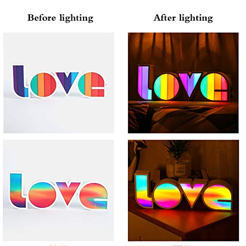 AVEKI - Luz LED de neón, funciona con pilas o USB, luces de decoración de mesa para Navidad, cumpleaños, boda, sala de niños, sala de estar (A-Love)