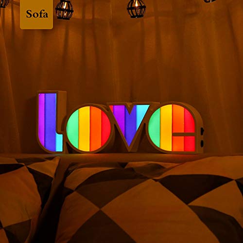AVEKI - Luz LED de neón, funciona con pilas o USB, luces de decoración de mesa para Navidad, cumpleaños, boda, sala de niños, sala de estar (A-Love)